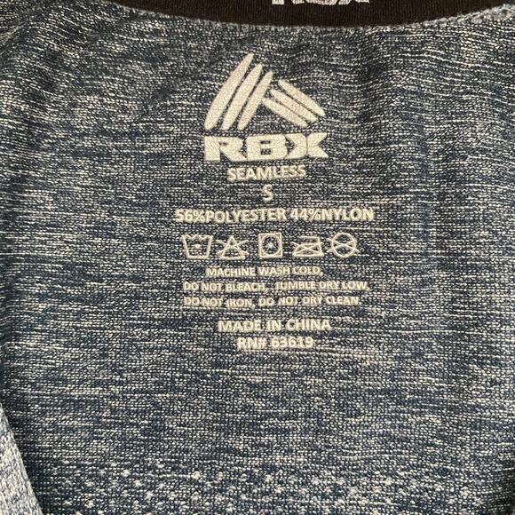 RBX 1/4 Zip Pullover Top Blue Heathered Athletic Long Sleeve Seamless Mens Small - Picture 10 of 11